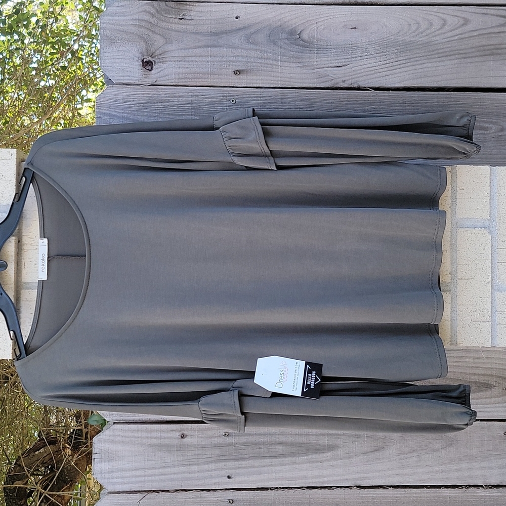 Long Sleeved w/ Ruffle accent Blouse w/ scooped neck, by rokoko